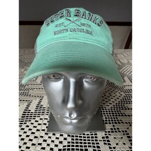 Outer Banks Baseball Cap Hat Green & Gray Canvas Adjustable Size North Carolina‎